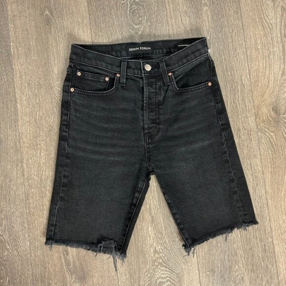 Aritzia Denim Forum Yoko Bermuda Jorts Jean Shorts High Rise Waist Black - Picture 6 of 13